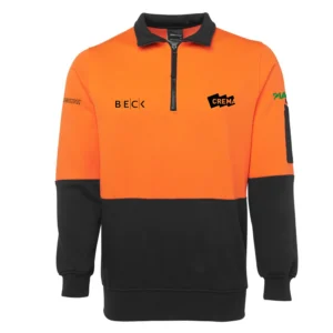 Caulfield Place HiVis Half Zip Fleecy Sweater - Orange/Black