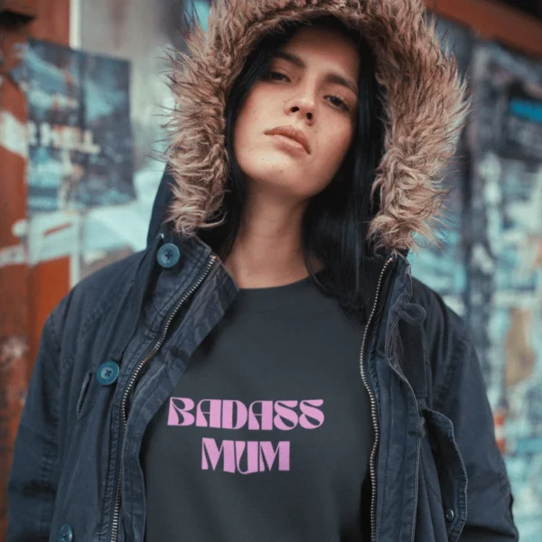 Badass Mum Faded Black Sweat  - Relaxed Fit