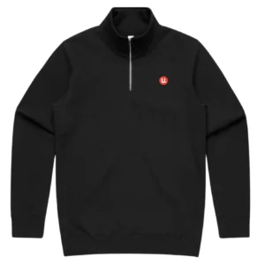 U Financial Black Stencil Half Zip Jumper - Unisex