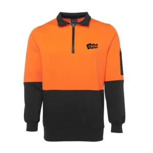 Crema Onsite HiVis Half Zip Fleecy Sweater - Orange/Black