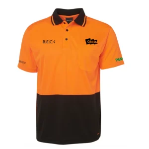 Caulfield Place HiVis Dri Polo - Orange/Black