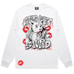 RWB Red Flags & Lip Gloss Up Front Heavy L/S Tee