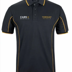 Torquay Panels Podium S/S Piping Polo - Black/Gold