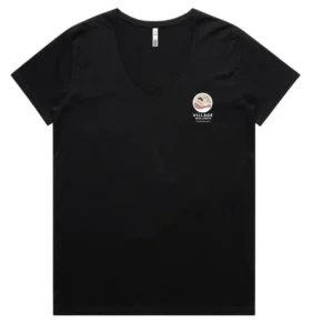 Village Wellness WOMEN'S STAFF TEE MAPLE V NECK Black