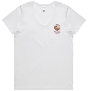 Village Wellness WOMEN'S MERCH TEE  MAPLE V NECK White