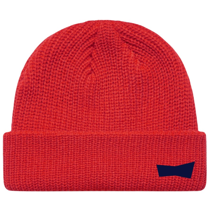 Corner Co. Boxing Cable Beanie – Ribbed Fisherman Knit Beanie Red