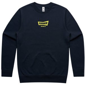 Corner Co. Boxing Classic Crew – Navy Fleece Sweatshirt Front
