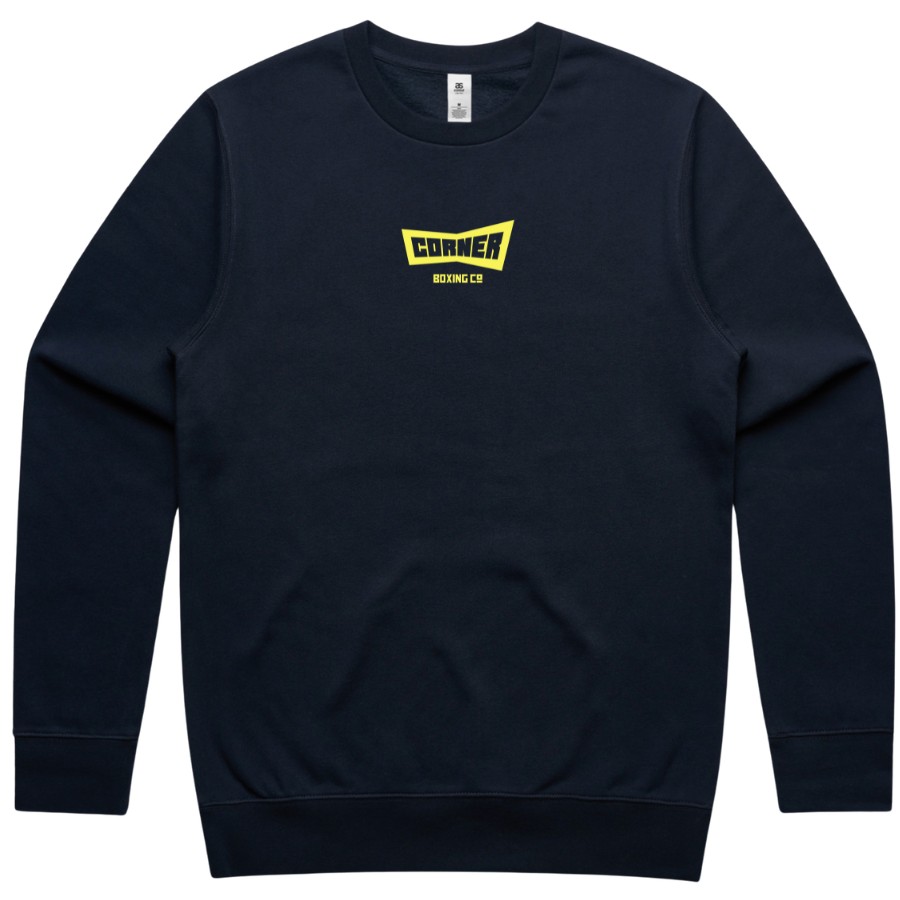 Corner Co. Boxing Classic Crew – Navy Fleece Sweatshirt Front
