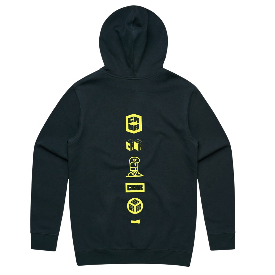 Corner Co. Boxing SPINE Hoodie – Navy Fleece Pullover Hoodie Back